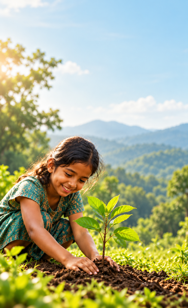 nurturing a sapling in sunlight